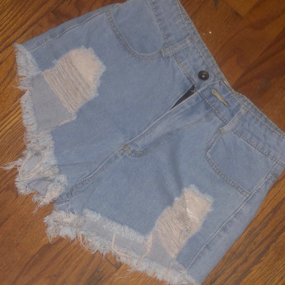 Distressed booty shorts